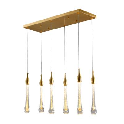 China Luxury Lighting Brass Chandeliers Blown Glass Pendant Lamps Restaurant 3w Dining Room LED Tri Heads Simple Modern for sale