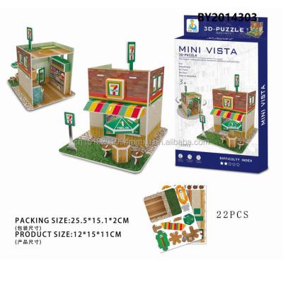 China 100% Eco-friendly OEM DIY 3D Puzzle Shop Building Promotional Models for sale