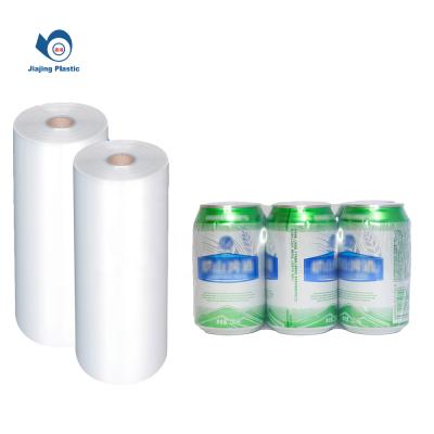 China Excellent package strength transparent pe shrink film for package bottles jars heat shrink film for beer cans jar for sale