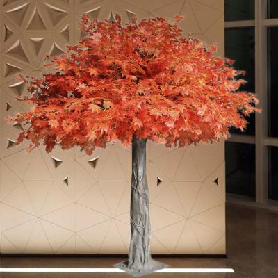 China Minimalist red artificial maple tree for mall decoration for sale