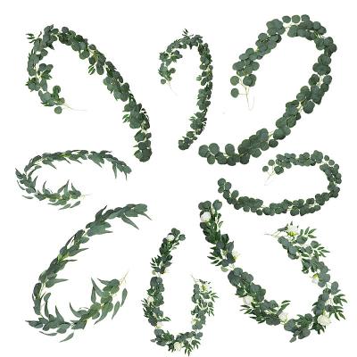 China Minimalist Artificial Greenery Garland String of Eucalyptus Vines with Willow Leaves for sale