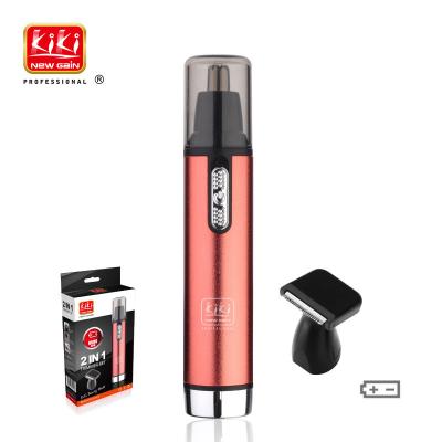 China NEWGAIN Plastic KIKI 2 in 1 Multifunctional Battery Nose Ear Eyebrow Hair Trimmer for sale