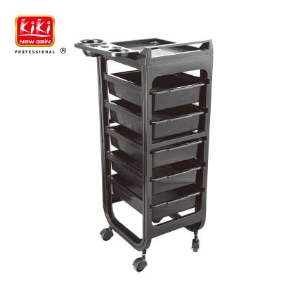 China With 5 Drawers + 1 Professional Barber Cair Trolley Aluminum Barber Trolley KIKI NEWGAIN Trolley Beauty Case Hair Salon Trolley for sale