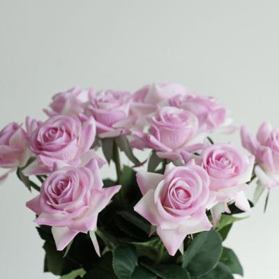 China Natural touch simulation rose fake flower wedding home living room decoration moisturize hand feel simple rose for sale