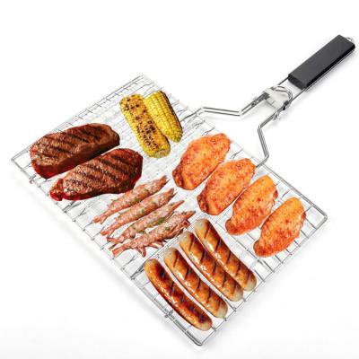 China Outdoor Folding Dismountable Fish Net Clip Grill Clip Food Heat Resistance Stainless Steel BBQ Grill Net for sale