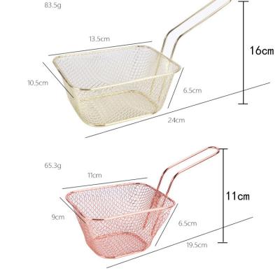 China Viable Multifunctional Small Mini Square Snack Basket Stainless Steel Wire Frying Basket Fry Basket for sale