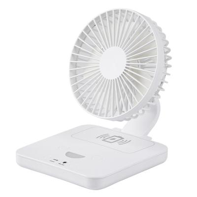 China Hotel Fans LED Night Light Design Radio Charging Portable Desk Mini Small Phone Fan for sale