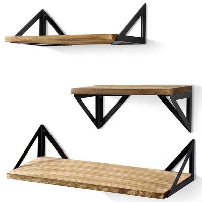 China (Others) Rustic Adjustable Floating Wooden Shelves Wall Mount Wall Shelves With Large Storage For Kitchen Living Room for sale