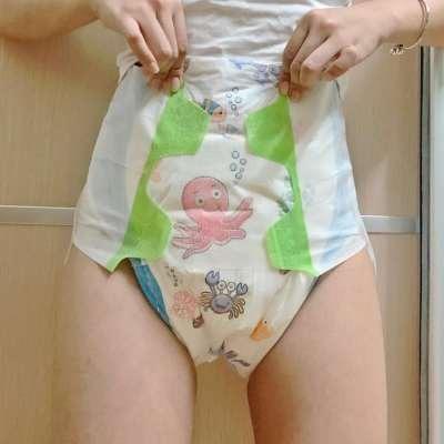 China Soft disposable biodegradable ABDL printed adult diaper for adult abdl for sale