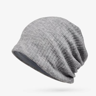 China JOINT Wholesale Custom Adults Striped Knit Unisex Thick Sports Slapped Beanie Hats Winter Wool Cap for sale