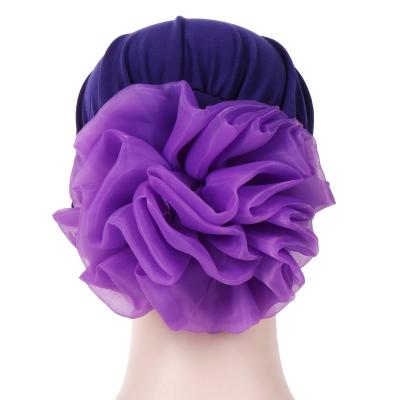 China 2022 Elastic Cancer Beanie Head Scarf Wrap Chemo Turban Hat Multifunctional Women Large Flower Turban for sale