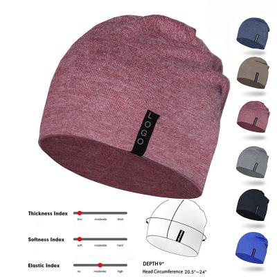 China Custom 100% Solid Color ELLEWIN Fashion Cotton Skull Cap Headwear Coating Wholesale JOINT Common Hats Sleep Beanie Hats for sale