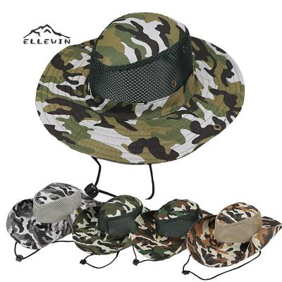 China ELLEWIN Summer Casual High Quality Camouflage Bucket Hat Breathable Army Hats Camouflage Mesh Hat for sale