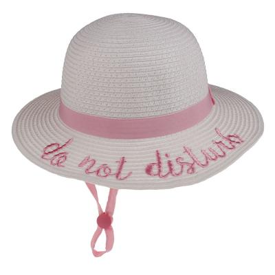 China High Quality Beach Straw Sun Hat New Arrival Summer Sun-resistant Kids Embroidered Straw Braid Character Parasol ELLEWIN Sunshade XM-SSH002 for sale