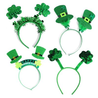 China Irish Shamrock Headband Party Holiday Decoration St Patricks Day Hat Green Hair Circle Glitter Sparkle Day Party Accessories for sale