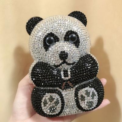 China Panda Shaped Handbag Purse Women Diamond Clutch Animal Bear Shaped Bling Purses Evening Clutch Bag for sale