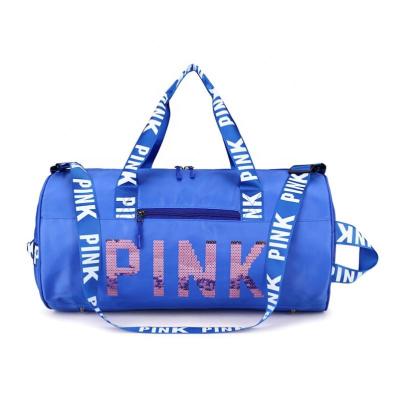 China Water Resistant Stretching Custom Logo Large Duffel Bag Travel Portable Popular Unisex Gym Training Bag For Women Fashion Sequin Pink Duffel Bag for sale