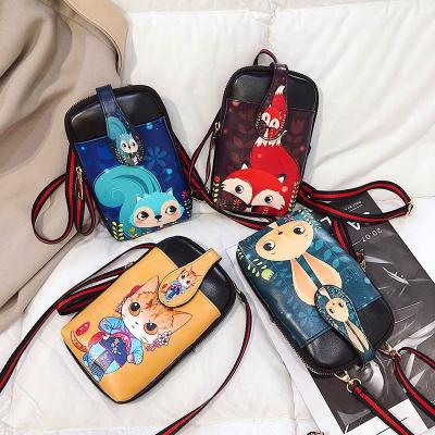 China Mini Waterproof Bag For Mobile Phone New Fashion Printing One-shoulder Messenger Bag Girl Mobile Phone Bag for sale