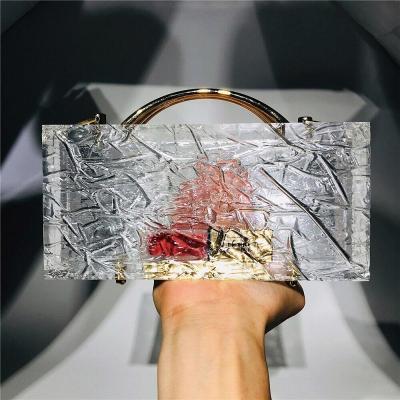 China Fashion Manufacturers Hot Sale Water Wave Lady Bags Luxury Clear Marble Acrylic Cross Party Purse Girlish - Body Clutch Evening Clutch Bag for sale