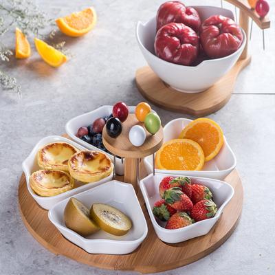 China Viable Ceramic Flower-shaped Cake Stand Snack Dish Hotel Tableware Dessert Dish Ceramic Snack Dish for sale