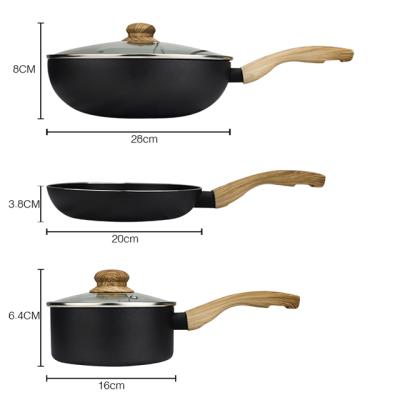 China Aluminum Pressed Heat Resistant Cookware Set of 5 Piece Sustainable Cookware Set Non Stick Kitchen Utensils for sale