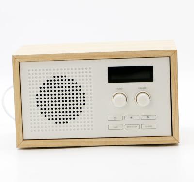 China Real Classic Antique Wooden FM PLL Radio Alarm Clock Tuner with Built in Leetac E-3AA0 Mono Speaker for sale