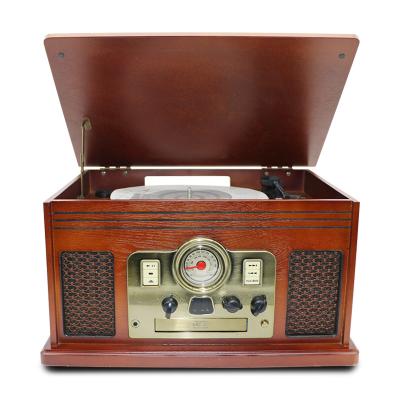 China Multifunctional Wooden Vintage Style Vinyl Record Phonograph Player W/Built-in Stereo Speaker and Retro FM Music Combo Turntable E-6380-J1 for sale