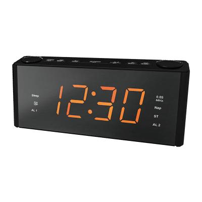 China New Battery Audio Material LED Home Tuning Desktop Portable Radio Microwave Digital Analog Alarm Clock With High Definition E-CA80-J2 for sale