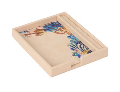 China beige print animal pattern  hotel leather memo box case supplies for 5-star hotel for sale