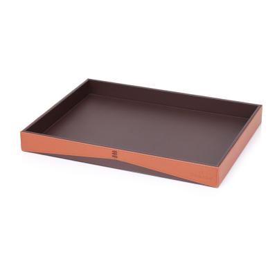 China Free sample 400*300*30mm leather drinks tray for 5-star hotel guestroom supplies for sale