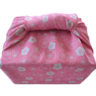 China Multifunctional promotion cheap Japanese style Furoshiki polyester fabric with double sided gift wrap sublimation printed fabric in pink for sale