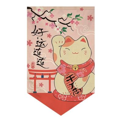 China Japan Style Customized Japanese Styled Hanging Curtains For Doors Windows With Premium Soft Fabric Silk Screen Printing Of Cat In Pink for sale