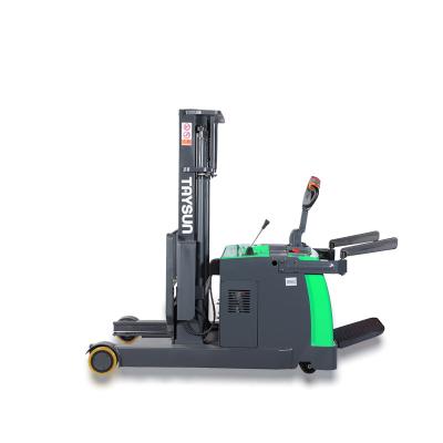 China Building Material Shops Quality Fine Popular Stacker Reach Electric Forklift 1.5 Ton Standing Operation Electric Forklift for sale