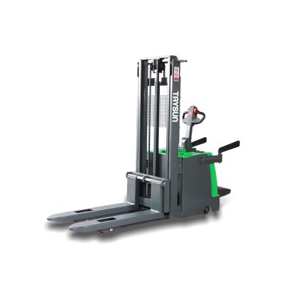 China Building material stores factory price 2000kg electric pallet forklift stacker with rider platform for sale