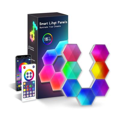 China Modern Bluetooth 3 Packs Led Quantum RGB Quantum LED Wall Lamp DIY Smart Hexagonal Wall Lights for Holiday Home Decoration for sale