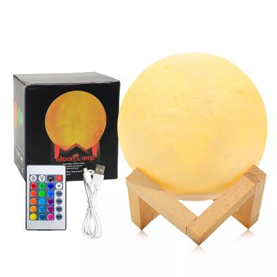 China Modern Factory Cheap Moon Lamp 3d Printing Moon Light 20cm With Stand Colorful Moon Lamp Night Light Battery Operated Galaxy Star Lamp for sale