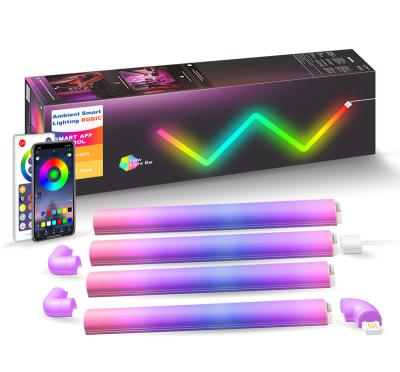 China Change Colors 7 Pack Wifi Sliding Wall Light (4pcs+3corners) Multicolor Music Sync Home Decor Led Light Bar For Game Streaming for sale