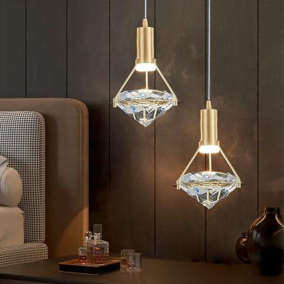 China New Design Modern Nordic Indoor Living Room Bedroom Crystal Prism Shape Led Ceiling Modern Crystal Luxury Chandelier Pendant Light for sale