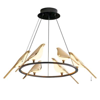 China Modern New Design Sparrow Luxury Staircase Chandelier Nordic Hanging Hotel Ceiling Indoor Led Pendant Light for sale