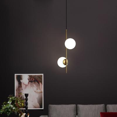 China Magic Living Dining Room Milk White Ball Led Pendant Light Fixture Modern Glass Chandelier Modern Glass Led Pendant Lamp for sale