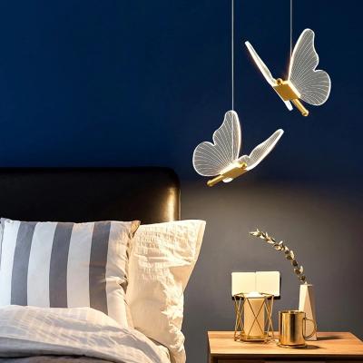 China Modern Luxury Led Butterfly Pendant Lights Modern Hanging Home Art Pendant Lights Nordic Indoor Lighting Lamp Living Room Decoration for sale