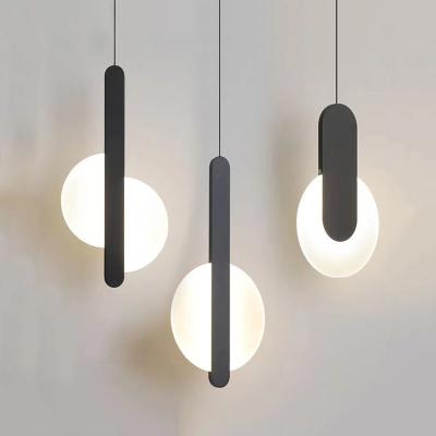 China New Nordic Modern Pendent Chandeliers Lights Black Hanging Linear Led Pendant Lamp Modern Light Glass Kitchen Light for sale