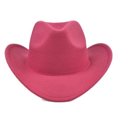 China Pink Cowboy Hats Curved Edge Wholesale Popular Fashion Cowboy Hats Wool Mexican for sale