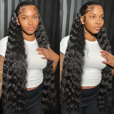 China Body Wave 40 inches raw indian hair wigs human hair lace front hd swiss transparent lace frontal wigs cutlcle aligned virgin hair for sale