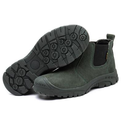 China Manufacturers High Quality Welding Toe Flip Fur Leather Security Men's Steel Toe Boots Safety Shoes Work for sale