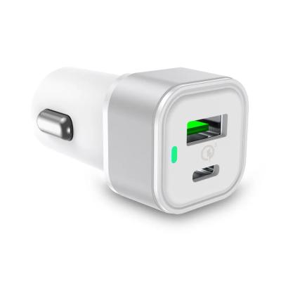 China Fast Charging Speed 2021New Design Dual Port Car Charger 30W Type-C PD and QC 3.0 Fast Car USB Charger for sale