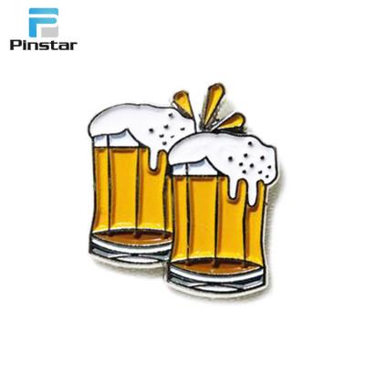 China Liquid Europe Bread Beer Bottles Food Shape Enamel Lapel Pins for sale