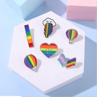 China All Country Ready To Board Rainbow Pins LGBT Heart Balloon Flags Clouds Toss Pins for sale