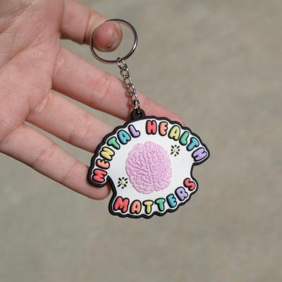 China Mental Health Custom Topics PVC Keychain PVC Charm Rubber Soft Key Chain Key Chain for sale