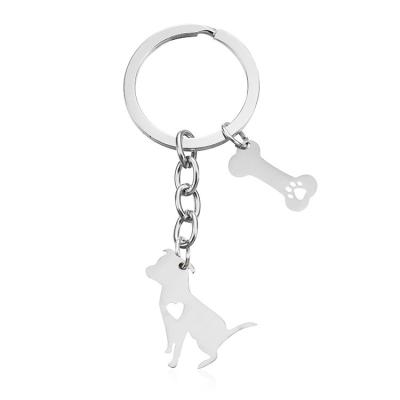 China Souvenir Gifts Wholesale Custom Dog Shape Stainless Steel Metal Key Chain for sale